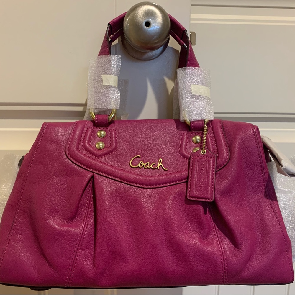 Coach Satchel Purse with removable shoulder strap. NWT 12x6x4-1/2 Magenta